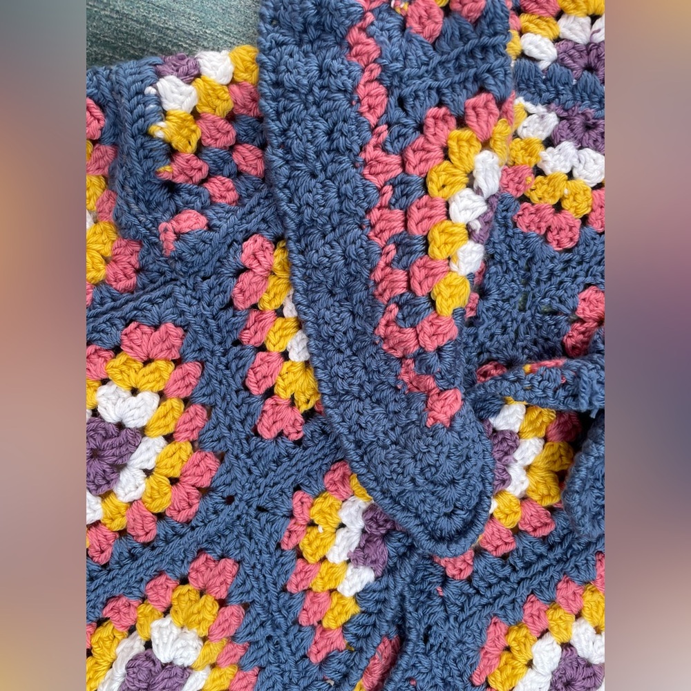 Handmade Crochet Wide Sleeve Open Front Sweater with POCKETS! NOWT